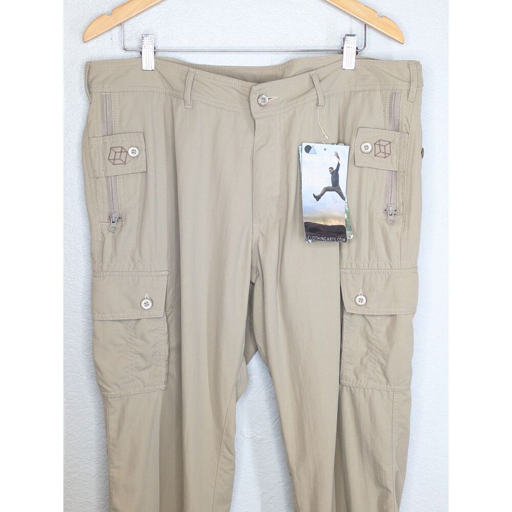 NWT Clothing Arts Pick-Pocket Proof Adventure Travel Pants Sz 36 Khaki Nylon - Picture 4 of 10